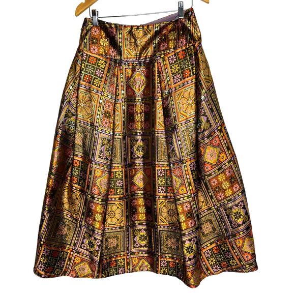 bill blass Dresses & Skirts - Bill Blass Vintage Metallic Taffeta Patchwork Midi Skirt – Size 4
